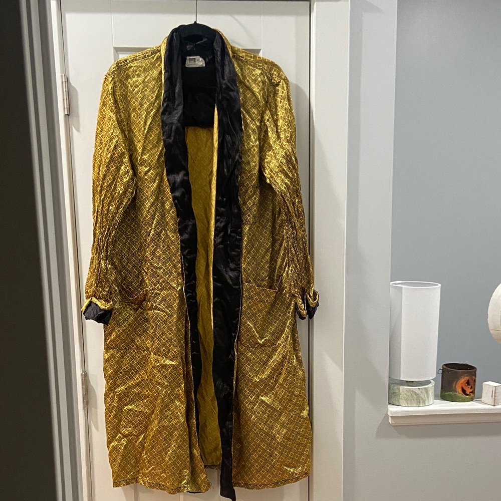 Gold and Black Long Robe Halloween Hugh Hefner Playboy Large Vintage